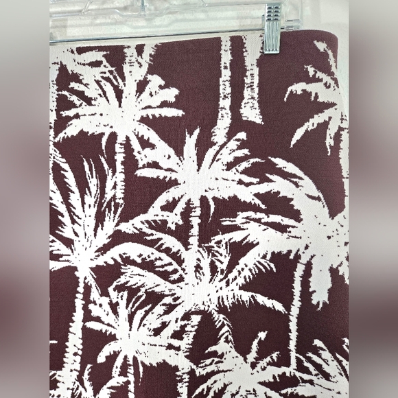 *NWT* Express Rich Brown/White Palm Print Mini Skirt Cruise Wear Vaca Beachy, L - Picture 2 of 5
